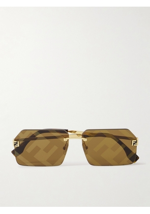 Fendi - Fendi Sky Rimless Rectangle-frame Gold-tone Sunglasses - One size