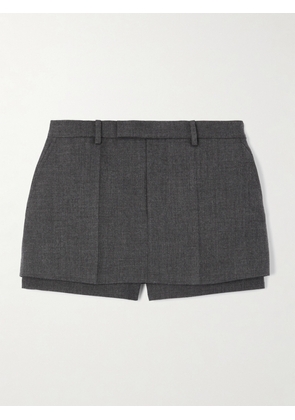 Gucci - Layered Mélange Wool-twill Shorts - Gray - IT40,IT42