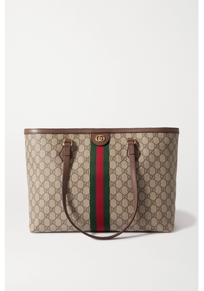 Gucci - Ophidia Medium Leather-trimmed Printed Coated-canvas Tote - Brown - One size