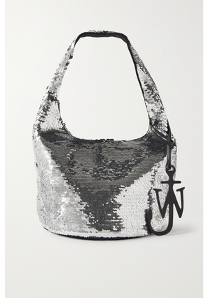 JW Anderson - Mini Leather-trimmed Sequined Jersey Tote - Silver - One size