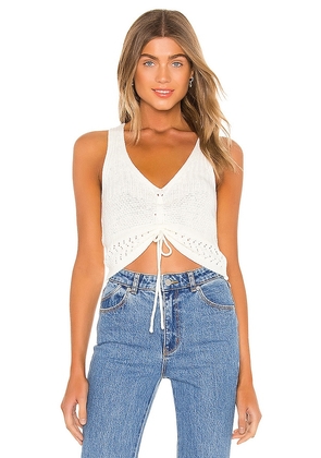 MORE TO COME Khloe Ruched Knit Top in White. Size XS.