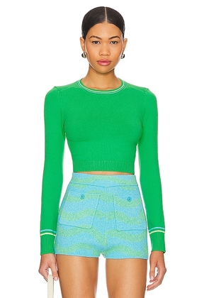 JoosTricot Long Sleeve Crop Top in Green. Size L, S, XL, XS.