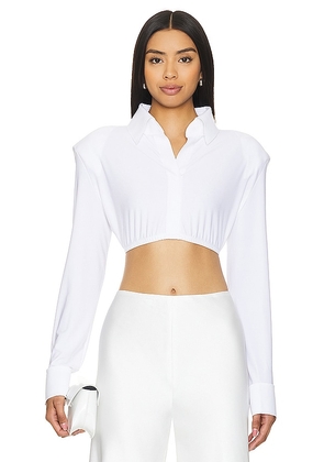 Norma Kamali Cropped Shirt With Shoulder Pads in White. Size L, S, XL, XS.