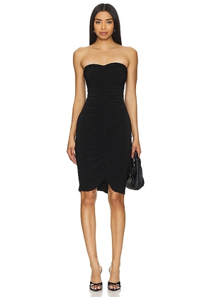 Norma Kamali Strapless Shirred Front Dress To Knee in Black. Size M, S, XL, XS.