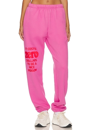 The Mayfair Group It Costs $0 Sweatpants in Pink. Size L/XL, M/L, XS.