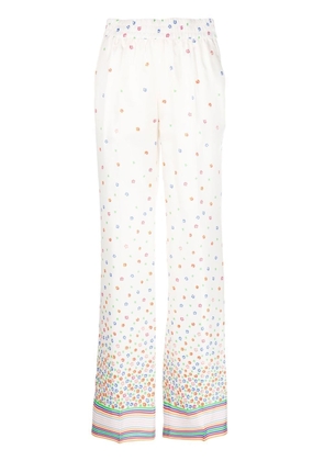 RED Valentino floral-print silk trousers - Neutrals