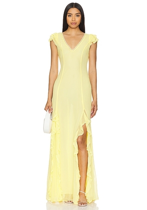 Tularosa Taylor Gown in Lemon. Size L, S, XXS.
