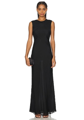 St. Agni Pinstripe Silk Maxi Dress in Black. Size M, S, XL, XS.