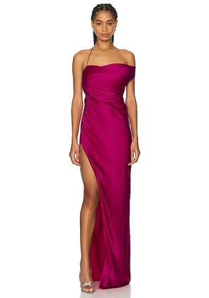 The Sei Asymmetrical Bardot Gown in Purple. Size 0, 4, 6.