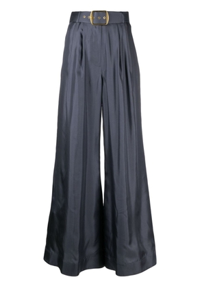 ZIMMERMANN Lyrical belted wide-leg silk trousers - Blue
