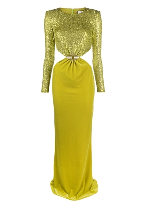Elisabetta Franchi sequin-embellished cut-out gown - Green