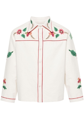 BODE Kilburn floral-embroidered shirt - White