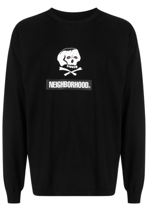 Neighborhood Skull logo-embroidered long-sleeve T-shirt - Black