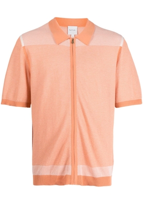 Paul Smith zip-up organic-cotton polo shirt - Orange
