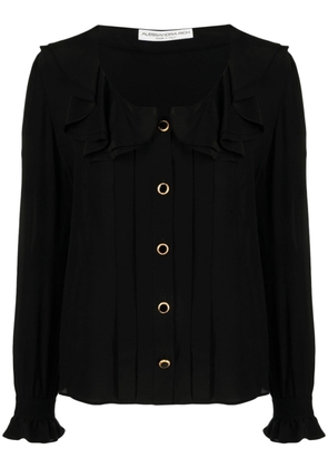 Alessandra Rich ruffled-collar silk shirt - Black