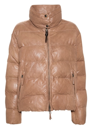 Parajumpers Pia leather puffer jacket - Brown