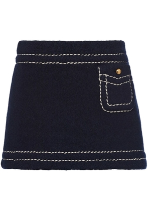 Prada contrast-stitching cashmere miniskirt - Blue