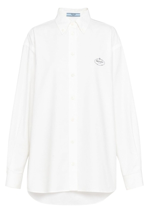 Prada logo-embroidered cotton shirt - White