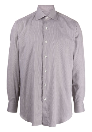 Brioni zigzag-jacquard cotton shirt - Brown