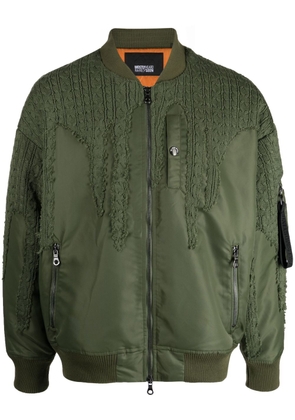 Mostly Heard Rarely Seen Drip crochet-panelling bomber jacket - Green