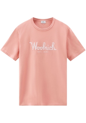 Woolrich logo-embroidered cotton T-shirt - Pink
