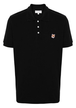 Maison Kitsuné Fox-patch piqué polo shirt - Black