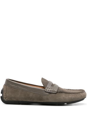 Emporio Armani perforated suede loafers - Green