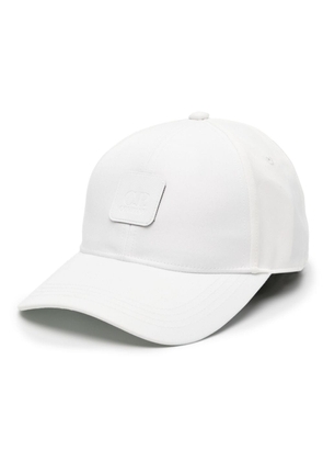 C.P. Company logo-patch twill cap - White