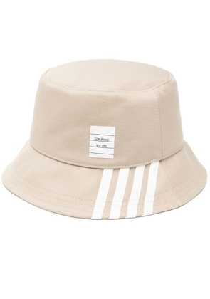 Thom Browne 4-Bar cotton bucket hat - Neutrals