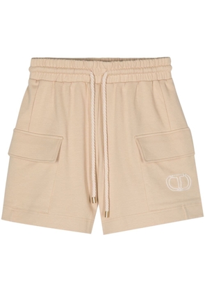 TWINSET logo-embroidered cotton shorts - Neutrals