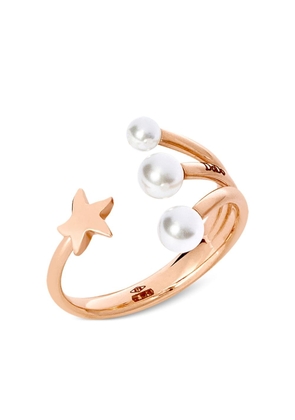 Dodo 9kt rose gold Stellina pearl open ring - Pink
