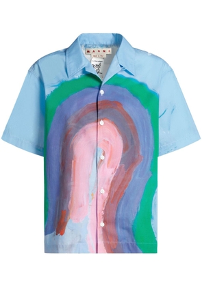 Marni graphic-print cotton shirt - Blue