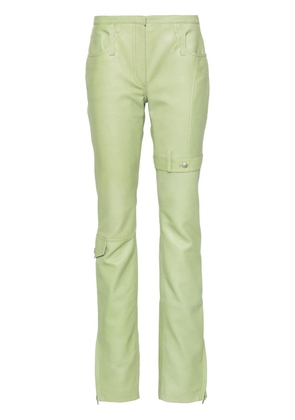 Acne Studios logo-patch leather trousers - Green