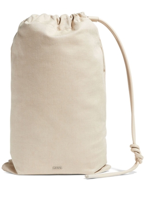Zegna drawstring-fastening linen backpack - Neutrals