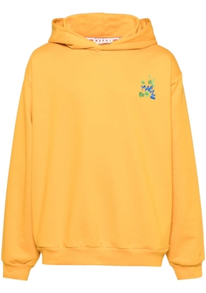 Marni Dripping-print cotton hoodie - Orange