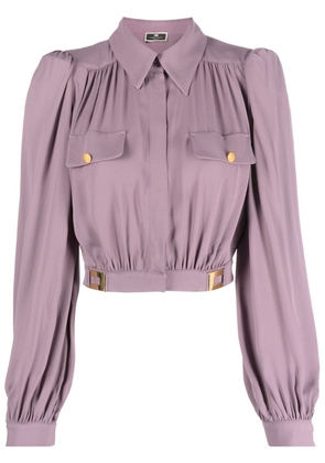 Elisabetta Franchi logo-plaque cropped blouse - Purple