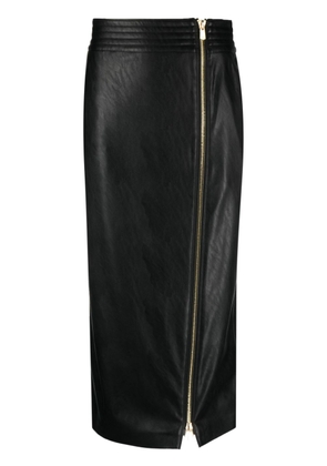 PINKO zip-up faux leather midi skirt - Black