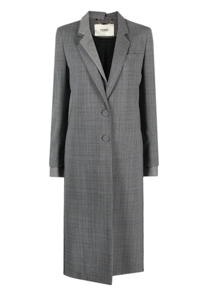 FENDI layered checked wool coat - Grey