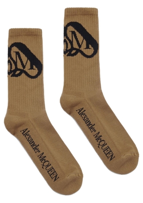 Alexander McQueen logo-intarsia ribbed socks - Neutrals