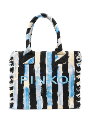 PINKO logo-embroidered beach tote bag - Black