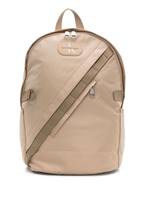 Calvin Klein Jeans logo-patch ripstop backpack - Neutrals