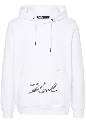 Karl Lagerfeld rubberised-logo cotton hoodie - White