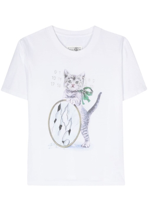 MM6 Maison Margiela Cat-print cotton T-shirt - White