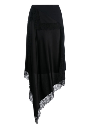 MM6 Maison Margiela Spliced lace-trim midi skirt - Black