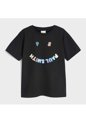 Paul Smith Junior 2-13 Years Black Holographic 'Happy' T-Shirt