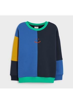 Paul Smith Junior 2-13 Years Colourblock 'Happy' Crew Neck Sweatshirt Multicolour