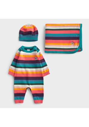 Paul Smith Junior Babies Cotton 'Artist Stripe' Zebra Set Multicolour