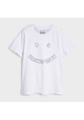 Paul Smith Junior 2-13 Years White Embroidery 'Happy' T-Shirt