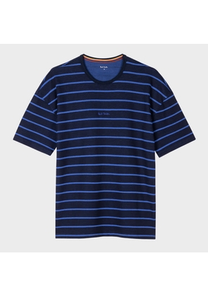 Paul Smith Navy Cotton-Modal Stripe Lounge T-Shirt Blue