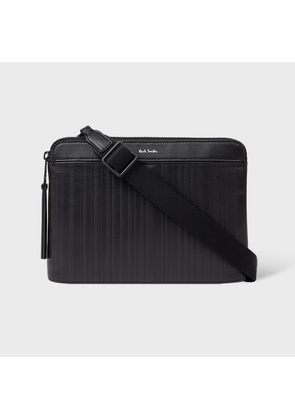 Paul Smith Black Leather 'Shadow Stripe' Musette Bag